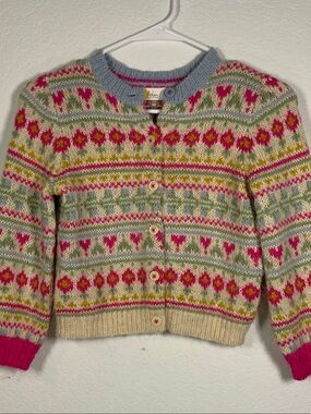 Boden Multicolor Fair Isle Cardigan - Pink/Blue/Cream/Green